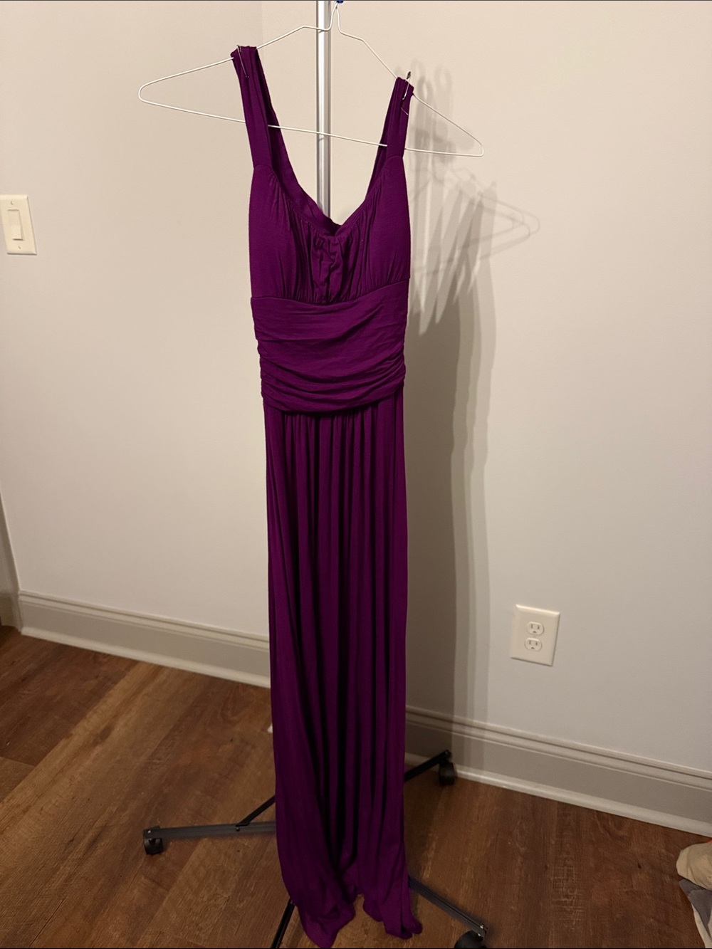 Bisou Bisou Deep Purple Sleeveless Maxi Dress with Ruched Waistband